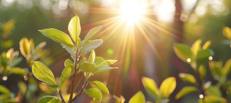 Soft dawn colors in abstract spring background with subtle mist and dew elements.の素材