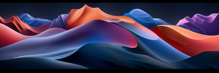 Abstract blue and purple waves on dark background for modern design concepts and artistic projectsの素材