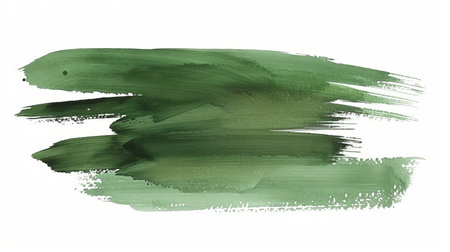 Green paint stroke on white background, perfect for creative projects and designsの素材