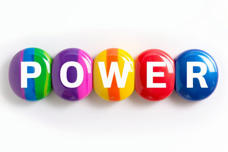 Shiny power button with  power  text isolated on white background for tech concepts.の素材