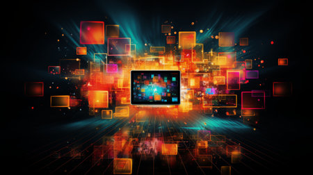 Dynamic multimedia background with web streaming channels and tv video technologyの素材