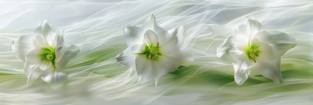 Spring serenity  abstract textures of fresh grass and delicate flowers dancing in light and shadowの素材