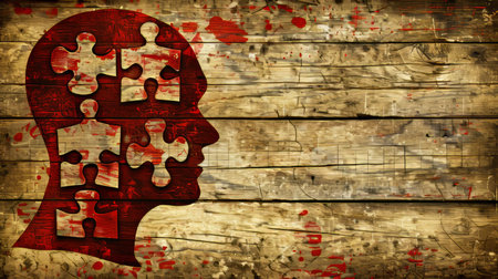 Puzzle pieces in brain  adhd, mental health, cognitive function, neurodiversity.の素材
