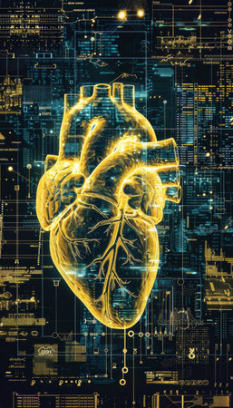 Cybernetic world  digital masterpiece of human heart s vibrant essence fused with technologyの素材