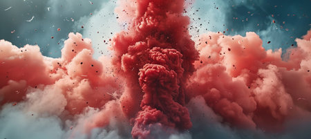 Vivid red smoky background for enhancing graphics, presentations, and creative projects.の素材