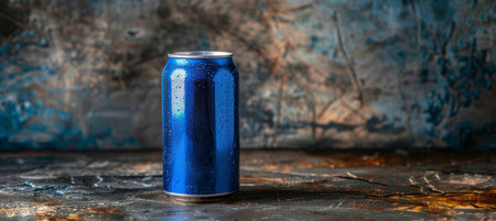 Mock up empty silver soda can on abstract background with copy space for text placementの素材