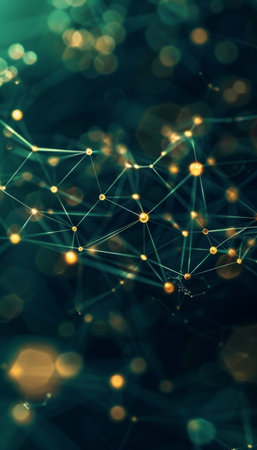 Blue green cyber nano connection, big data innovation, internet network, ai, line and dot conceptの素材