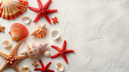 Soothing minimalistic summer backdrop in white hues with ample space for text placementの素材