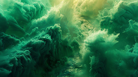 Green abstract smoky texture background for graphic design projects and artistic creations.の素材