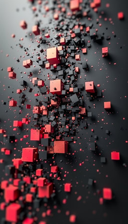 Vibrant 3d abstract business background in red and black tones for modern design projectsの素材
