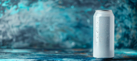 Mock up aluminum soda can on abstract background with copy space for text placementの素材