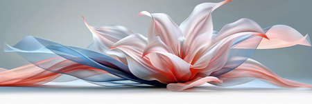 Serenity in spring  pastel peach and coral blend with sky blue for a harmonious compositionの素材