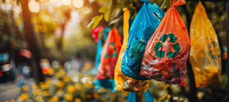 Eco friendly biodegradable plastic bags with universal recycling symbol collectionの素材