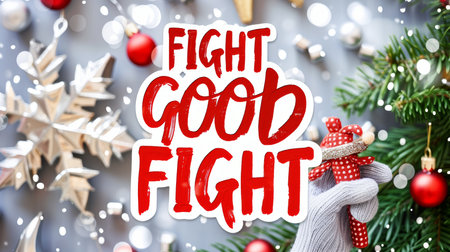 Motivational text  fight the good fight  on blurred background, success and motivation conceptの素材