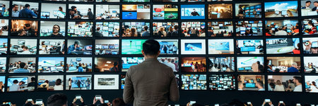 Multimedia background with various channels images for web streaming and tv video technologyの素材