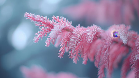 Soft pastel thuja leaves in pink, lavender, and mint for delicate, feminine botanical backgroundの素材