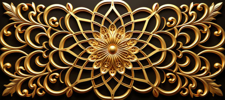 Golden arabesque elegance  intricate islamic art background symbolizing prosperity and spirituality.の素材