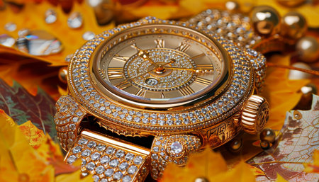 Close up of an exquisite luxury watch creating a stunning abstract background with elegant details.の素材