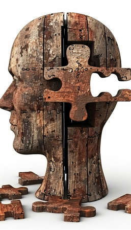 Unlocking adhd  mental health concept with brain puzzle pieces for understanding and awarenessの素材