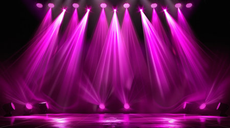 Dark purple podium on light stage for product display with abstract spotlight scene backgroundの素材