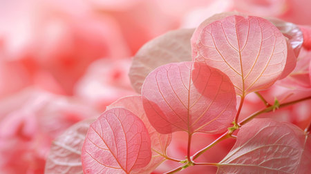 Pink leaf skeleton texture background for nature inspired design projects and artistic creations.の素材