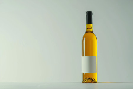 White wine bottle standing alone on white background for elegant product displayの素材