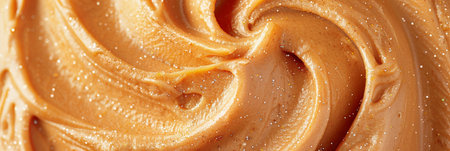 Close up view of intricate liquid caramel swirl with smooth lines as a delicate backgroundの素材