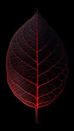 Detailed red leaf skeleton texture background, nature abstract pattern for design projectsの素材