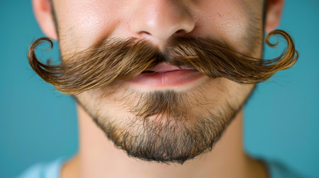 Close up of modern man s well groomed beard and mustache showcasing contemporary careの素材