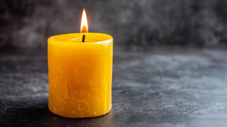Gothic burning candle on dark backdrop with ample space for adding text or design elementsの素材