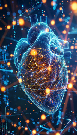 Red digital pulse line shaping heart   black background   health, cardiology, cardiovascular conceptの素材