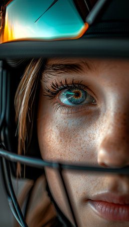 Intense cricket player eyes close up shots with determination and concentration, copy space for textの素材