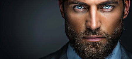 Confident male model in sleek studio with dramatic lighting for fashion campaigns and editorialsの素材
