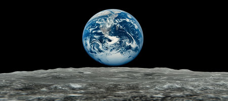 Illustration of close up galaxy planet moon surface in space landscape decorationの素材