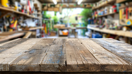 Skilled male carpenter working with tools in workshop, blurred background with copy spaceの素材