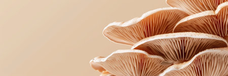 Oyster mushroom pleurotus ostreatus on gentle pastel colored background for a serene visualの素材
