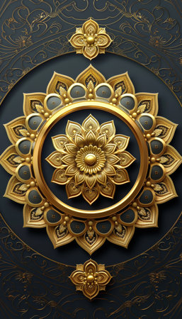 Islamic inspired regal gold arabesque pattern background symbolizing prosperity and spiritualityの素材