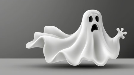 Realistic depiction of a spooky white ghost to evoke a chilling and eerie atmosphereの素材
