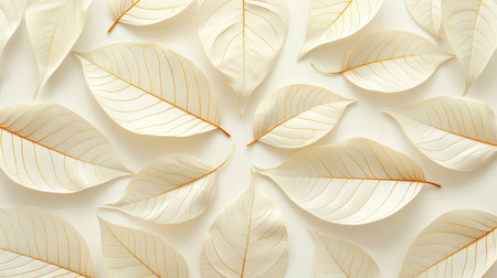 Detailed white leaf skeleton texture for sophisticated and versatile background design conceptの素材