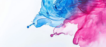 Pastel watercolor wash in blush pink, lavender, and pale blue on smooth paper for dreamy backgroundの素材