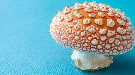 Lion s mane mushroom displayed on a gentle pastel colored background for an elegant aesthetic appealの素材