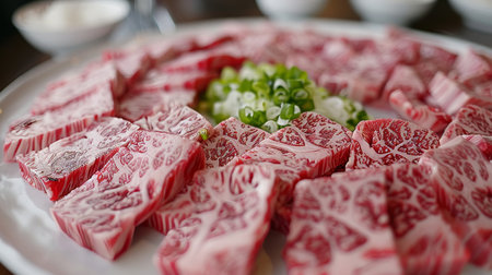 Assorted asian sliced raw wagyu beef perfect for barbecue and grilling enthusiastsの素材