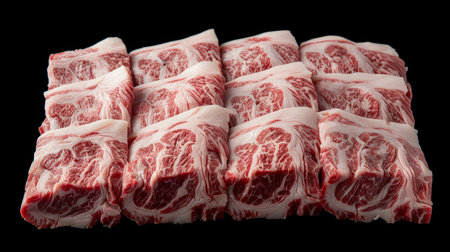 Assorted asian sliced raw wagyu bbq beef steak selection from chinese, japanese, and korean cuisinesの素材
