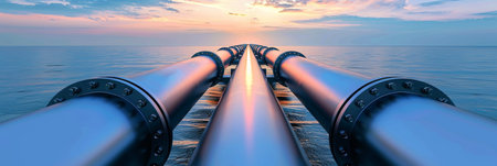 Refinery operation  industrial pipeline for gas and oil processing during the refining processの素材