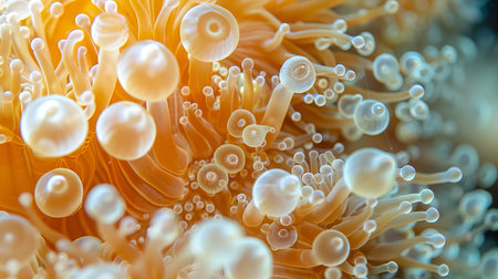 Ramaria sppmushroom coral on pastel colored background, creating a serene and captivating sceneの素材