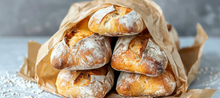 French baguette on kitchen table   rustic bread image for culinary concepts and bakery backgroundの素材