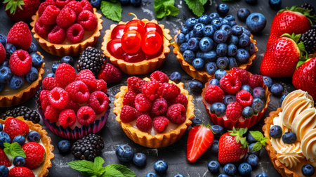 Captivating visuals of freshly baked tarts in a cozy indoor kitchen photoshoot studioの素材