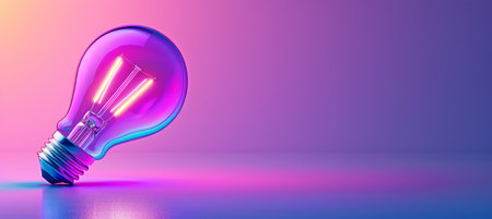 Glowing neon lights brighten the empty space with the warm illumination of a light bulbの素材