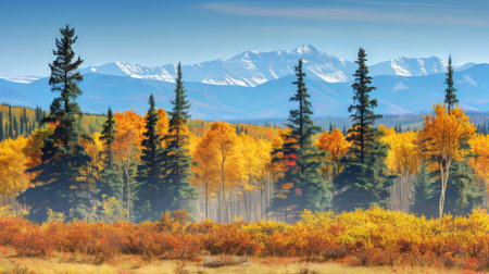 Alaska mountain range wilderness landscape with snowy peaks wallpaper for nature enthusiastsの素材
