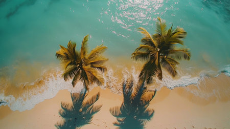 Tranquil maldives island beach with palm trees, luxury resort in exotic tropical landscapeの素材